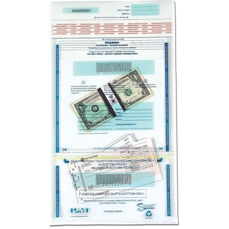 Iconex Dual Deposit Bag, Disposable, Plastic, 11"x15", 100/PK, CL PK ICX94190071